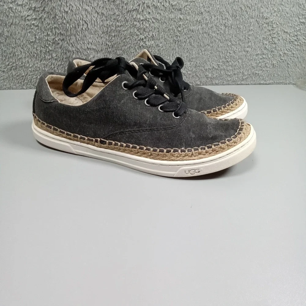 UGG Australia Women Charcoal Grey Canvas Espadrille Sneaker 1015244‎ Size 7